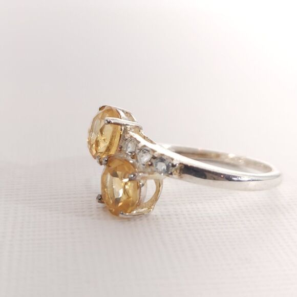 Brazilian Citrine Bypass Ring Sterling Silver Size 6 - Picture 5 of 8